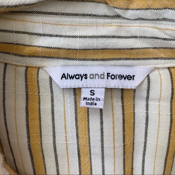 Always And Forever Striped Button Up Blouse | White & Yellow | Small - Picture 2 of 6